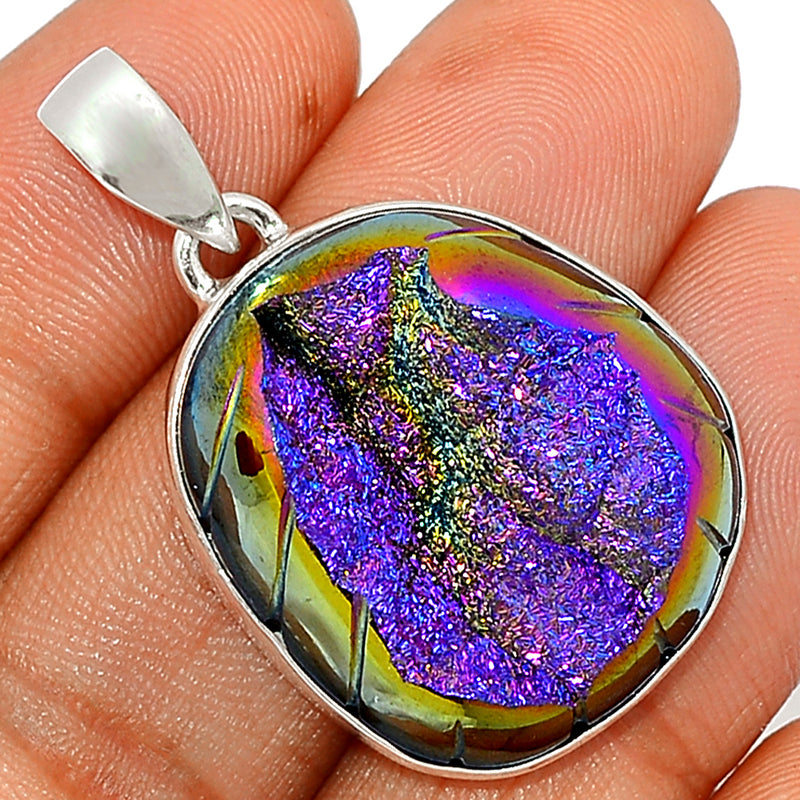 1.5" Carved Window Druzy Pendants - CWDP324