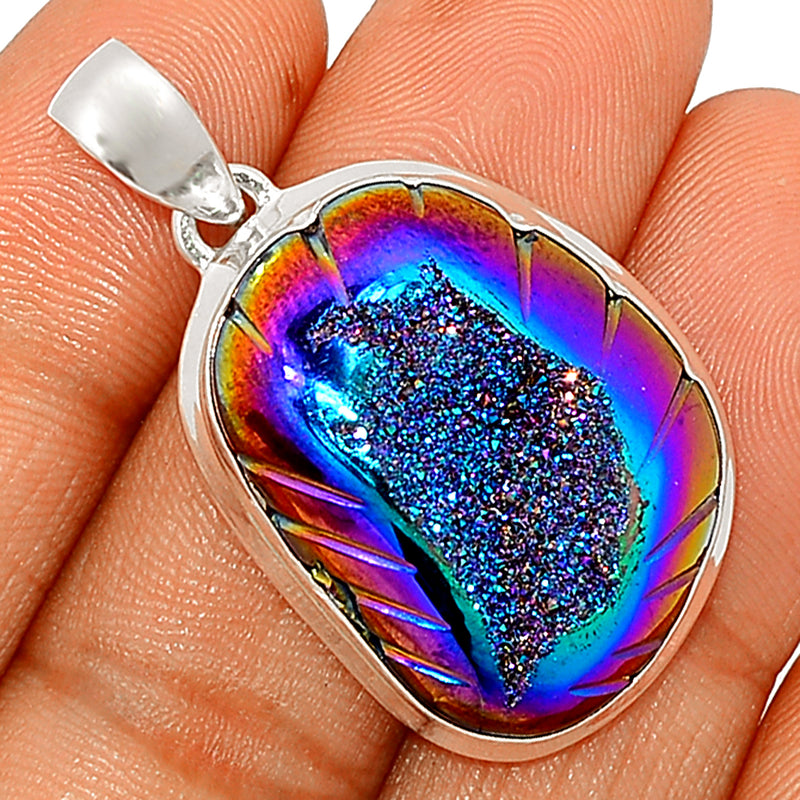 1.6" Carved Window Druzy Pendants - CWDP334