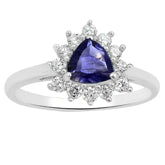 6*6 MM Trillion - Iolite With CZ Ring - CZR04I