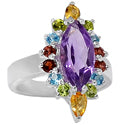 2*2 MM Round & 7*14 MM Marquise - Amethyst Faceted With Multi Ring - R5292AWM