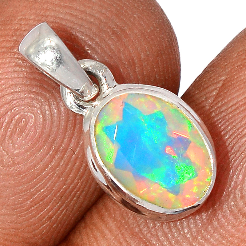 0.7" Ethiopian Opal Faceted Pendants - EOFP2042