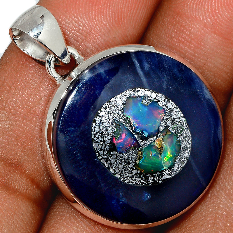 1.5" Ethiopian Opal In Sodalite Pendants - EOSP155