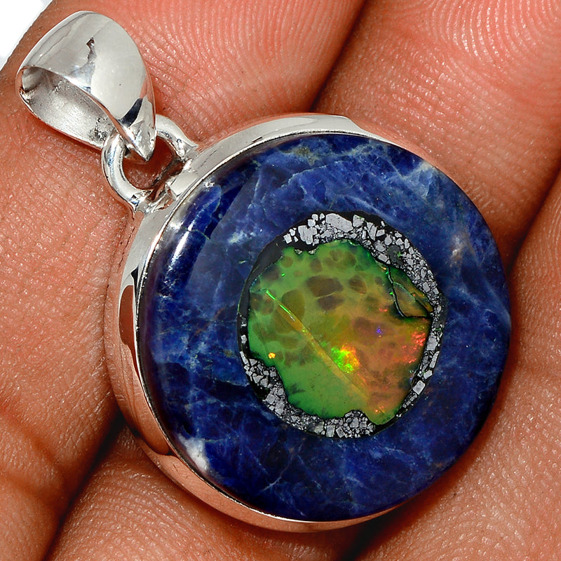 1.3" Ethiopian Opal In Sodalite Pendants - EOSP172