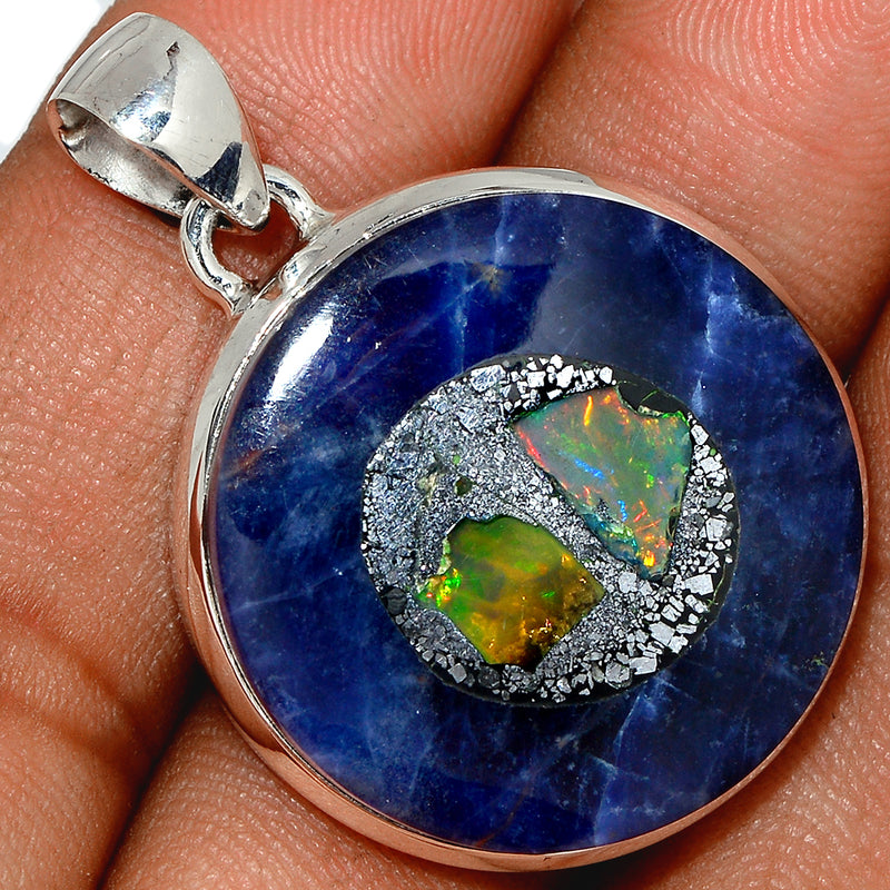 1.5" Ethiopian Opal In Sodalite Pendants - EOSP189