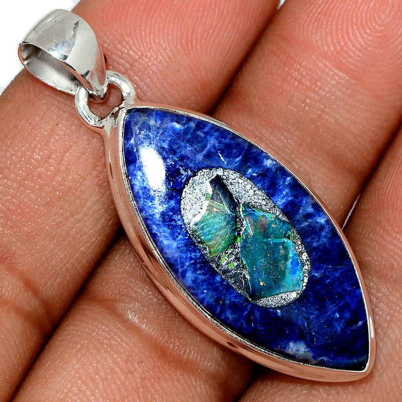 1.7" Ethiopian Opal In Sodalite Pendants - EOSP195