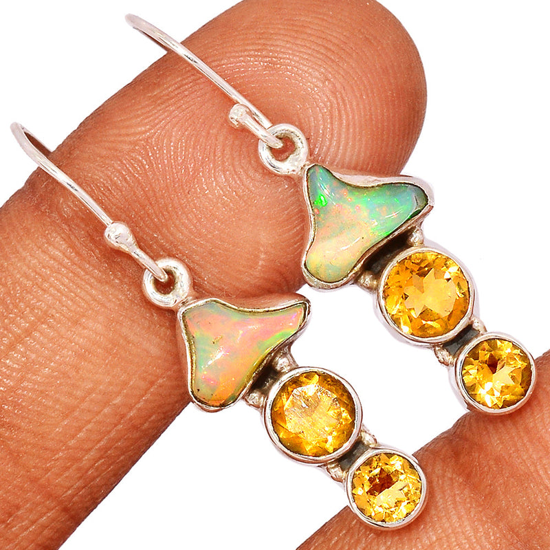 1.6" Ethiopian Opal Polish Rough & Citrine Earrings - EPRE161