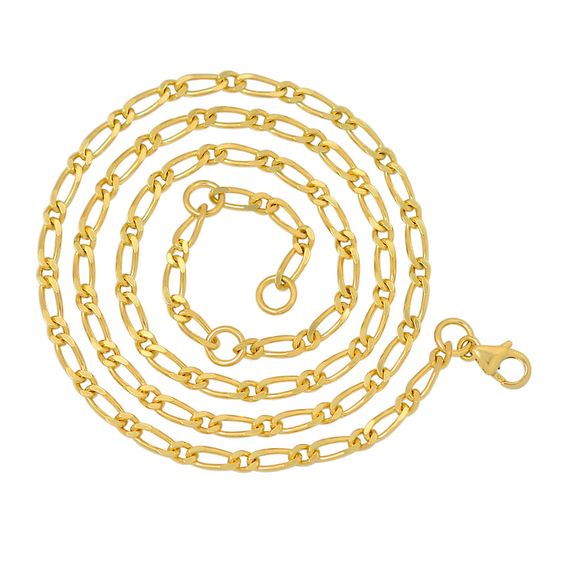 1 MM - 2.5 Micron 18k Gold Vermeil - Figaro Chain - FG60 1+1