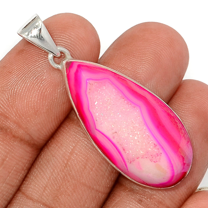 1.7" Fleece Pink Aura Druzy Pendants - FPDP147