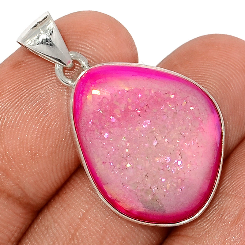 1.3" Fleece Pink Aura Druzy Pendants - FPDP149