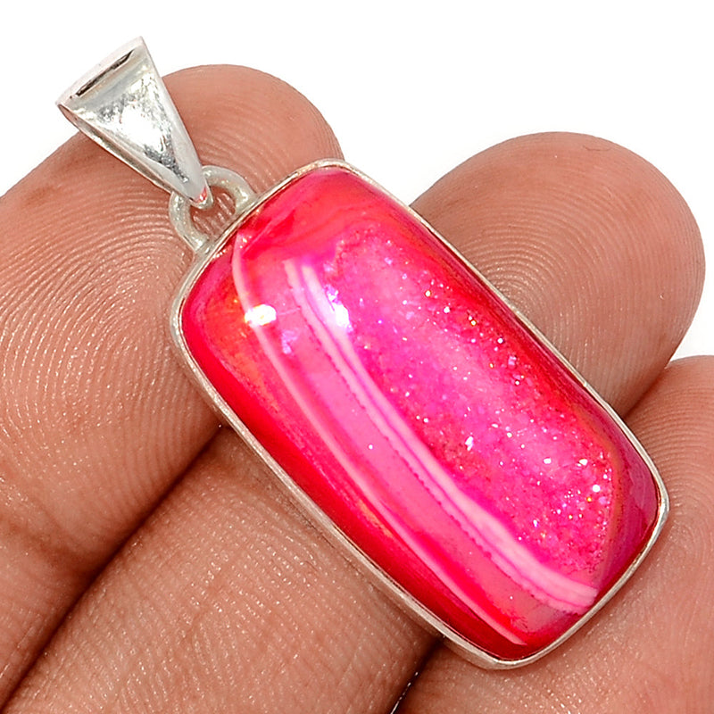 1.5" Fleece Pink Aura Druzy Pendants - FPDP151