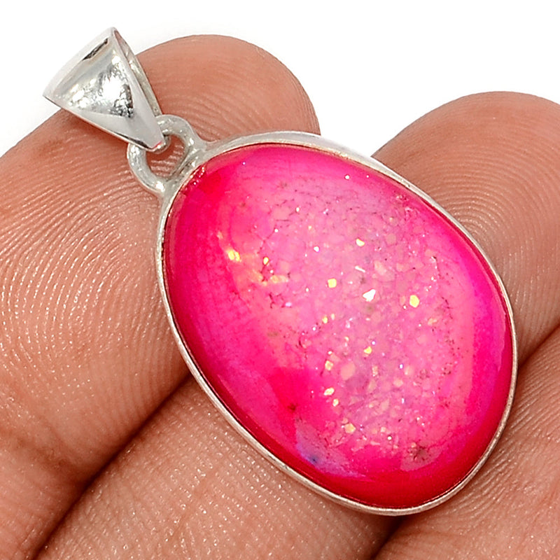 1.3" Fleece Pink Aura Druzy Pendants - FPDP154