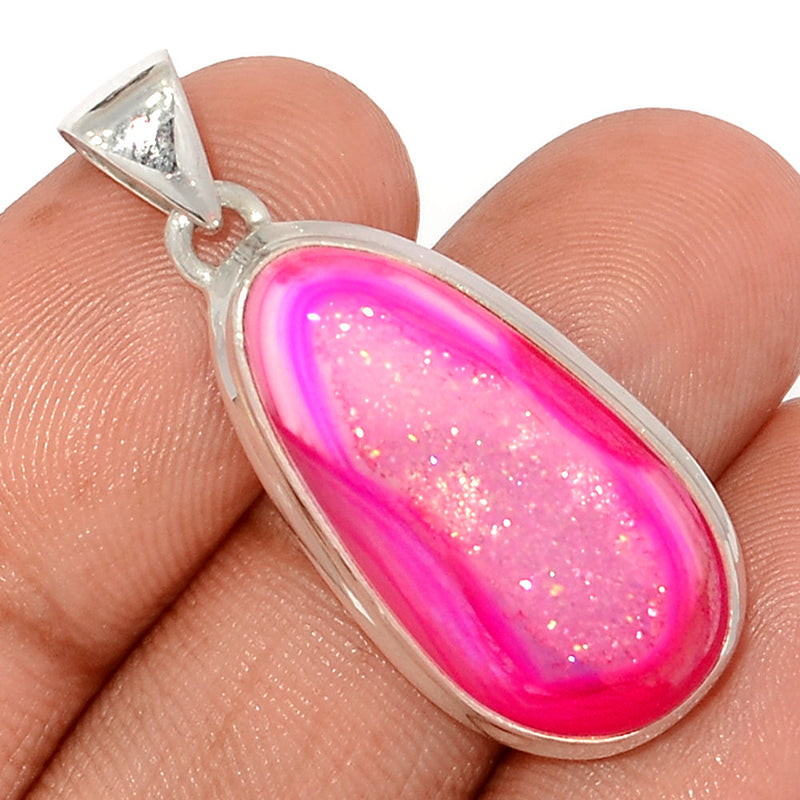 1.5" Fleece Pink Aura Druzy Pendants - FPDP155