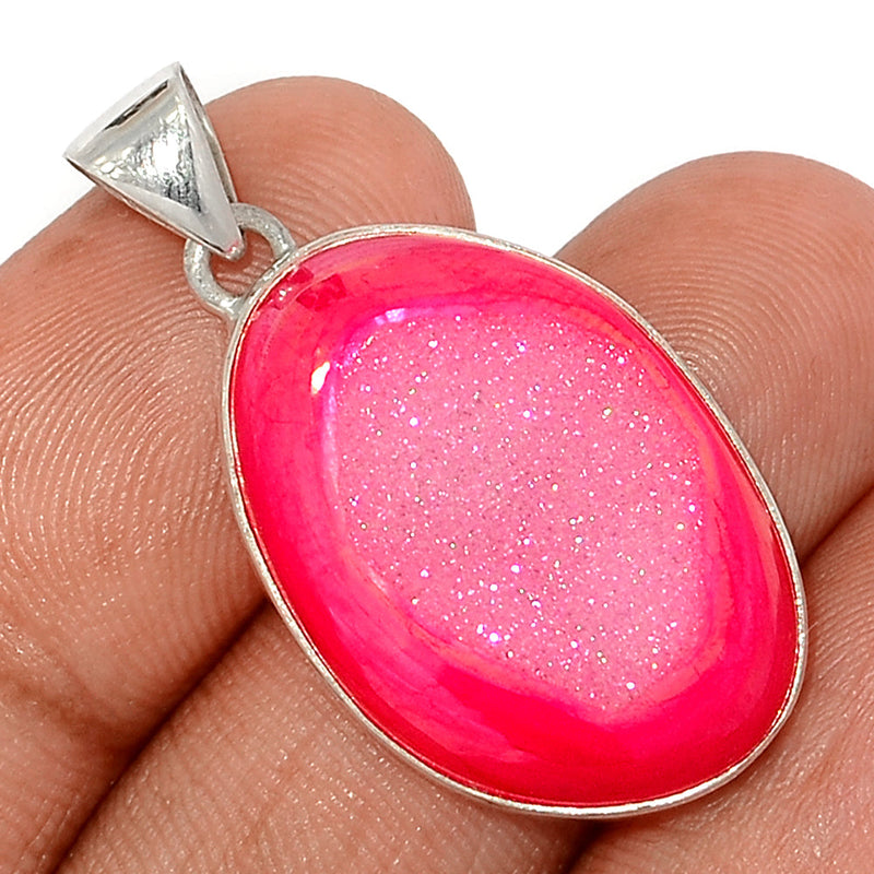 1.3" Fleece Pink Aura Druzy Pendants - FPDP159