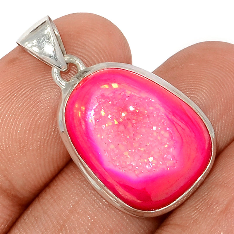 1.2" Fleece Pink Aura Druzy Pendants - FPDP163