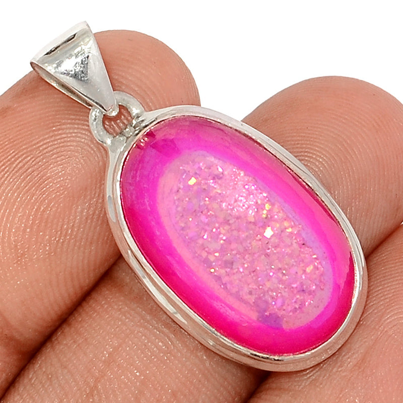 1.3" Fleece Pink Aura Druzy Pendants - FPDP166