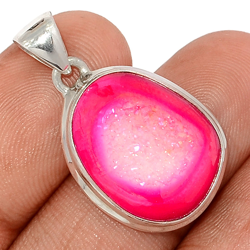 1.2" Fleece Pink Aura Druzy Pendants - FPDP167