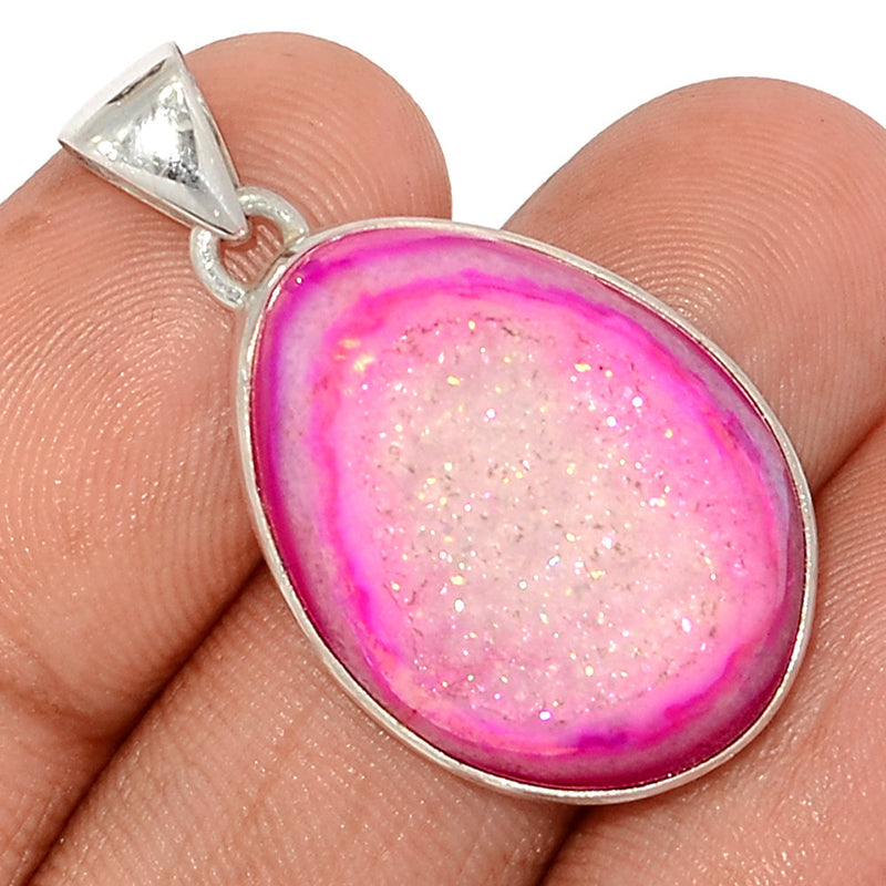 1.3" Fleece Pink Aura Druzy Pendants - FPDP168