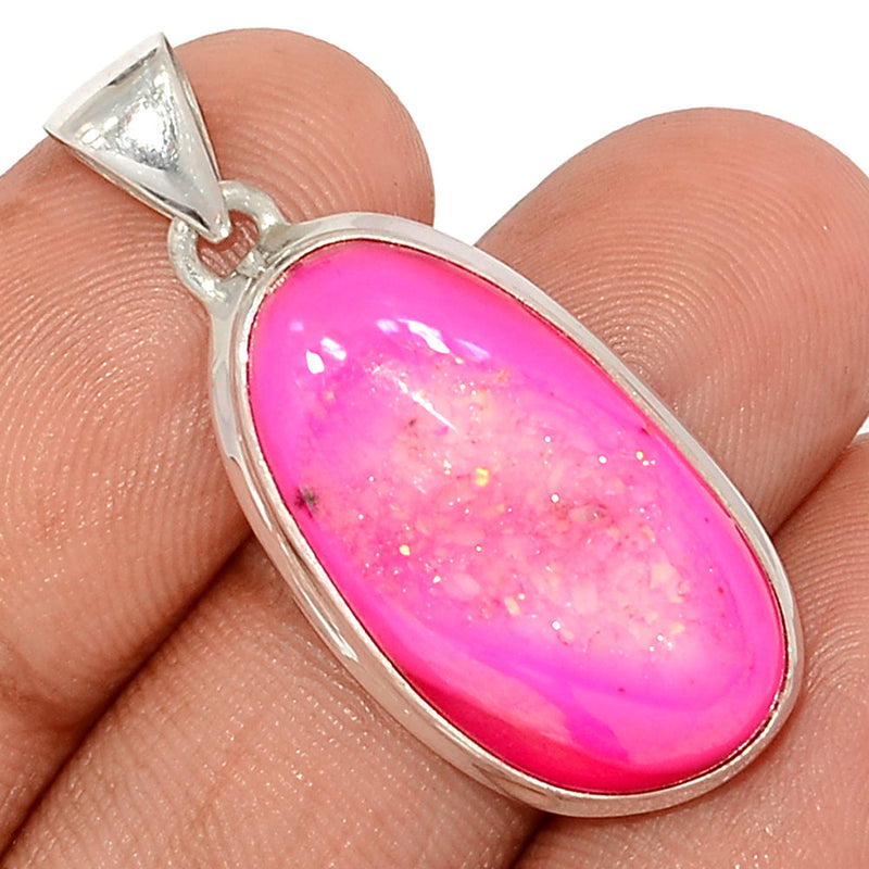 1.3" Fleece Pink Aura Druzy Pendants - FPDP170