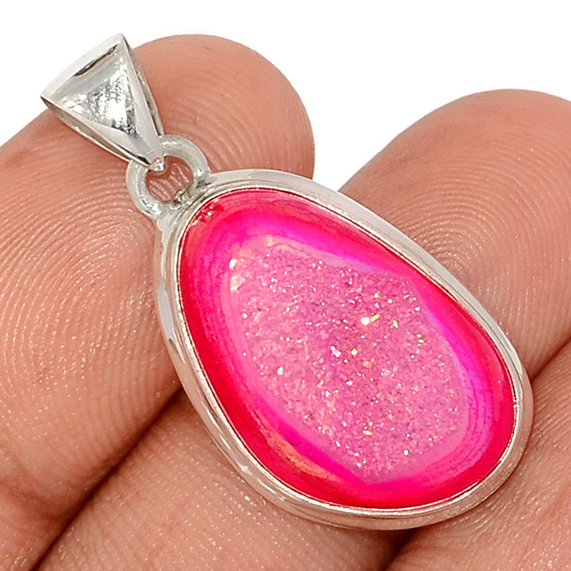 1.2" Fleece Pink Aura Druzy Pendants - FPDP172