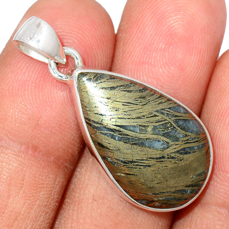 1.3" Feather Pyrite Pendants - FPTP177