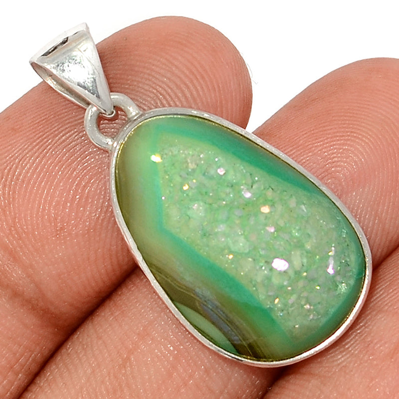 1.2" Green Aura Druzy Pendants - GADP148