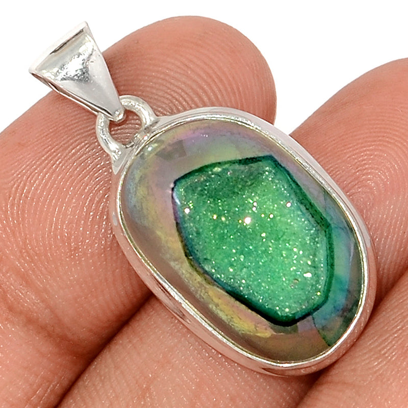 1.2" Green Aura Druzy Pendants - GADP155