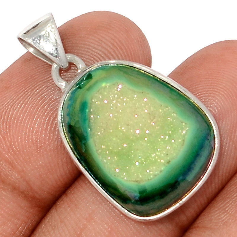 1.2" Green Aura Druzy Pendants - GADP156