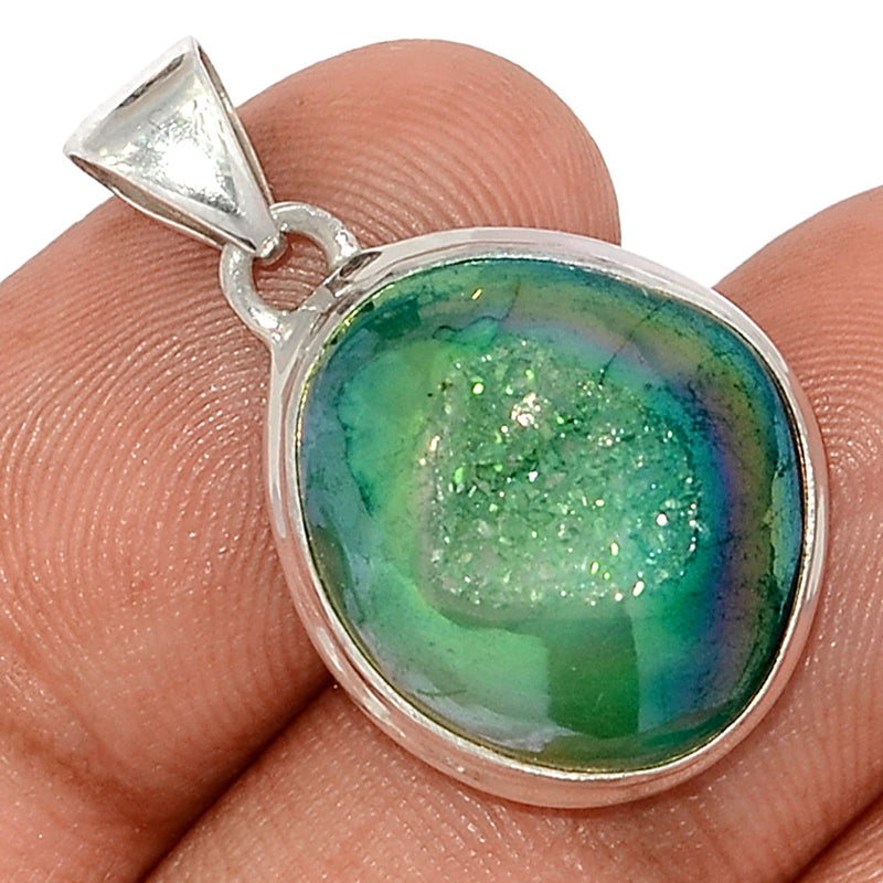 1.1" Green Aura Druzy Pendants - GADP162