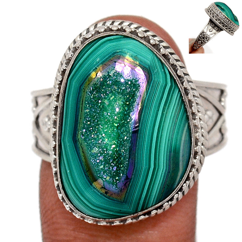 Fine Filigree - Green Aura Druzy Ring - GADR11