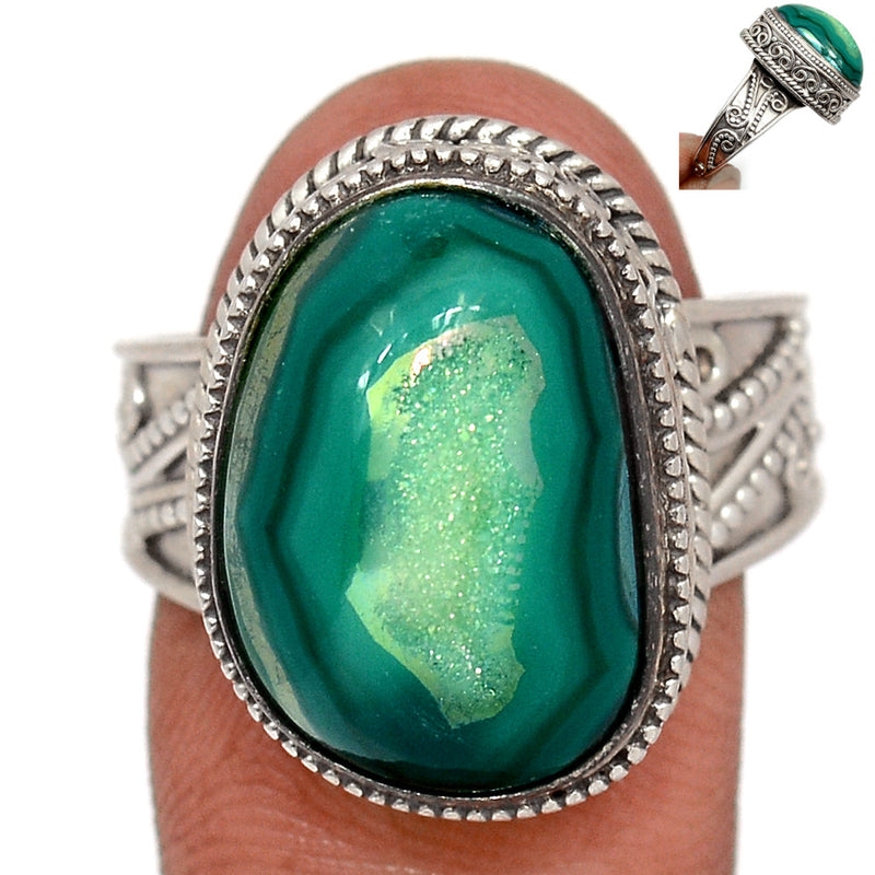 Fine Filigree - Green Aura Druzy Ring - GADR12