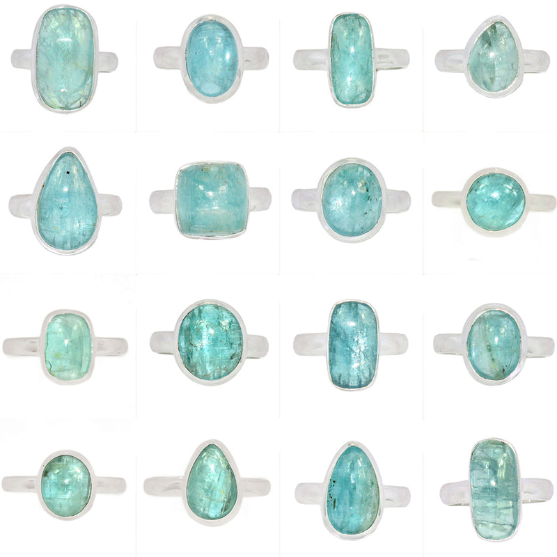 100 Grams Mix Lot - Aqua Kyanite Cabochon Rings - GAKCR1