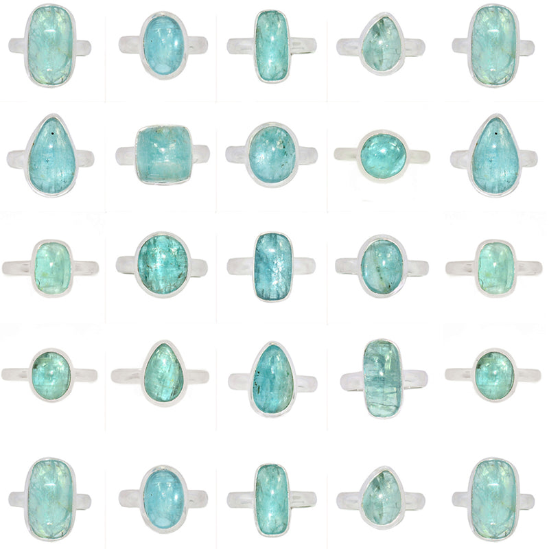 250 Grams Mix Lot - Aqua Kyanite Cabochon Rings - GAKCR2