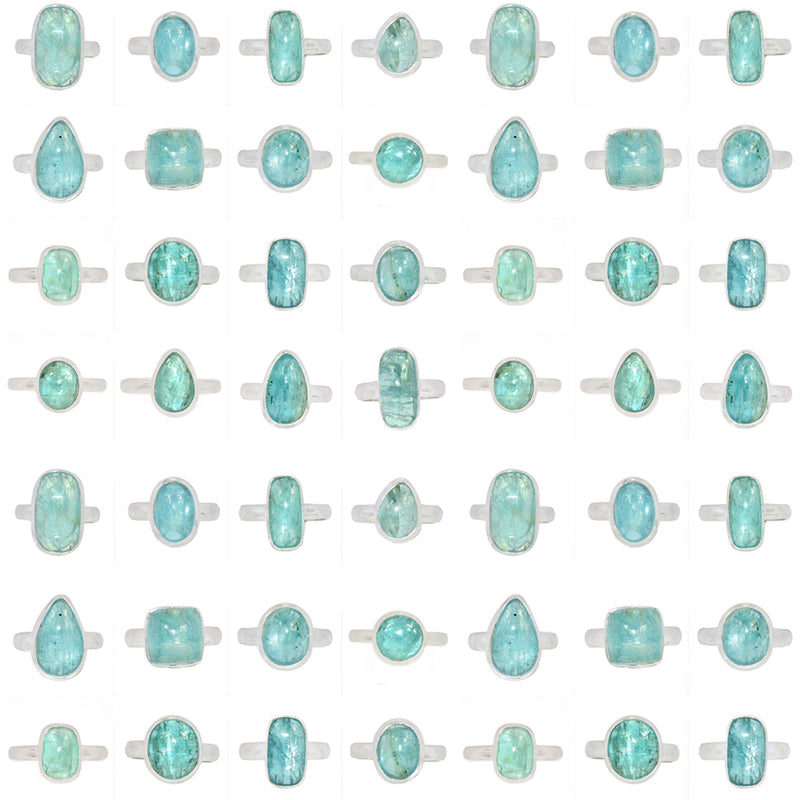 500 Grams Mix Lot - Aqua Kyanite Cabochon Rings - GAKCR3