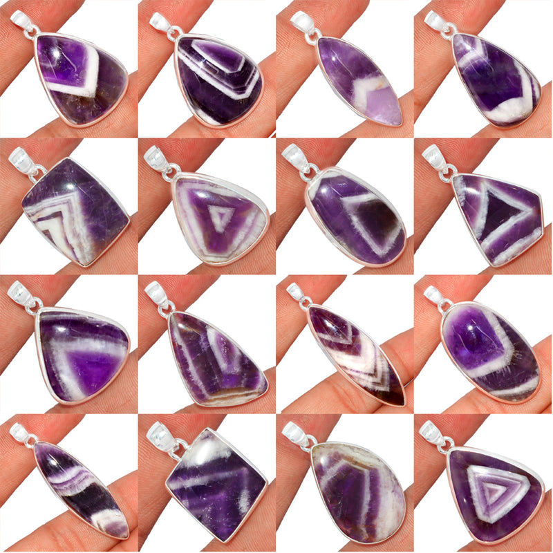 100 Grams Mix Lot - Amethyst Lace Agate Pendants - GALAP1