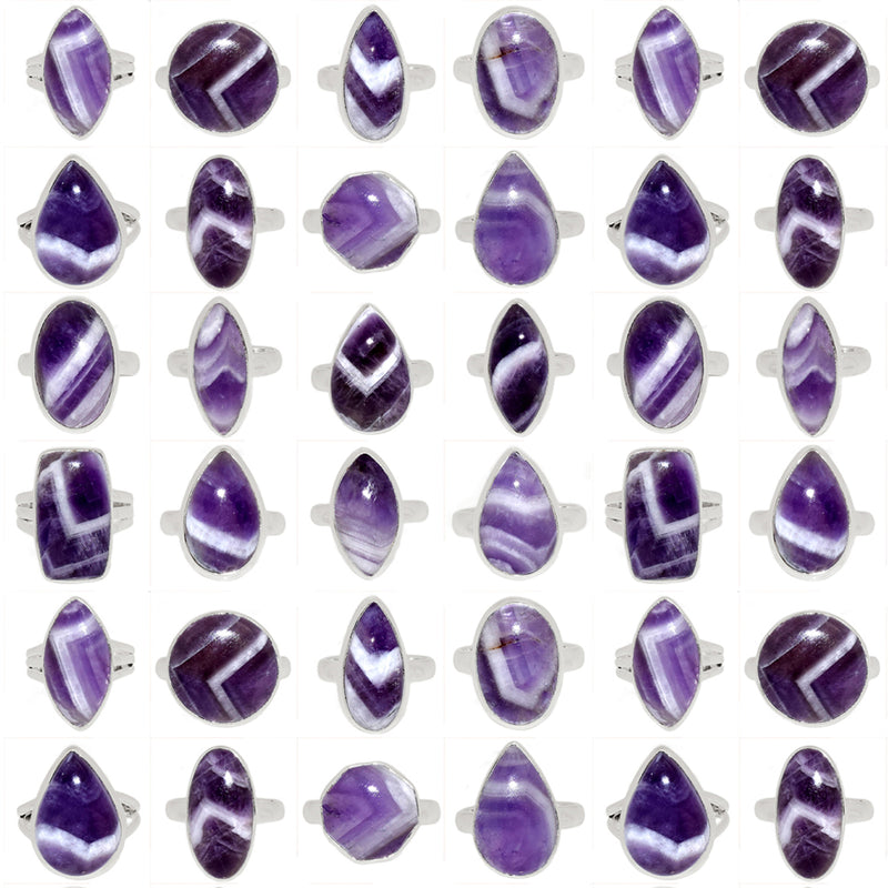 500 Grams Mix Lot - Amethyst Lace Agate Rings - GALAR3