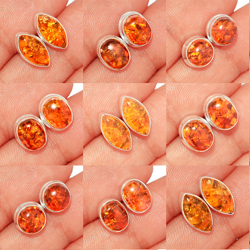 9 Pieces Mix Lot - Amber Studs - GAMBS1