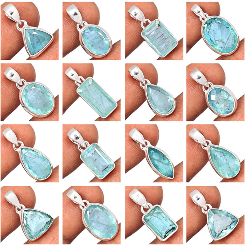 100 Grams Mix Lot - Aquamarine Faceted Pendants - GAQFP10