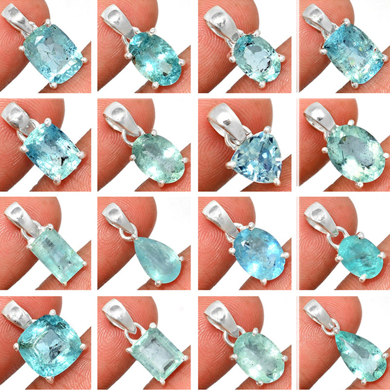 100 Grams Mix Lot - Claw Setting - Aquamarine Faceted Pendants - GAQFP4