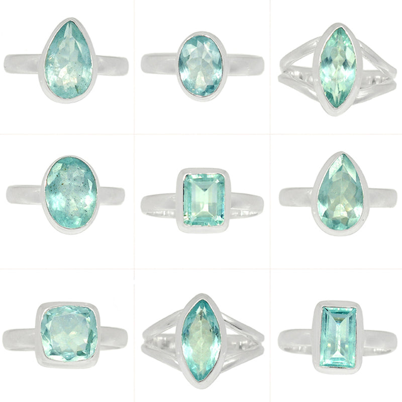 9 Pieces Mix Lot - Aquamarine Faceted Rings - GAQFR4