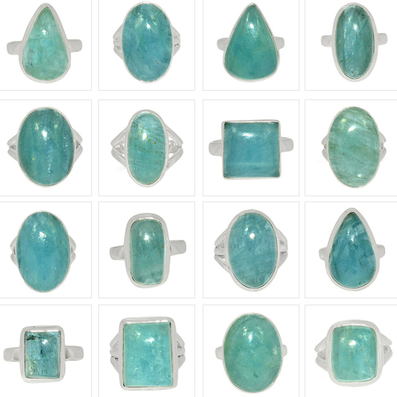 100 Grams Mix Lot - Aquamarine Rings - GAQMR1