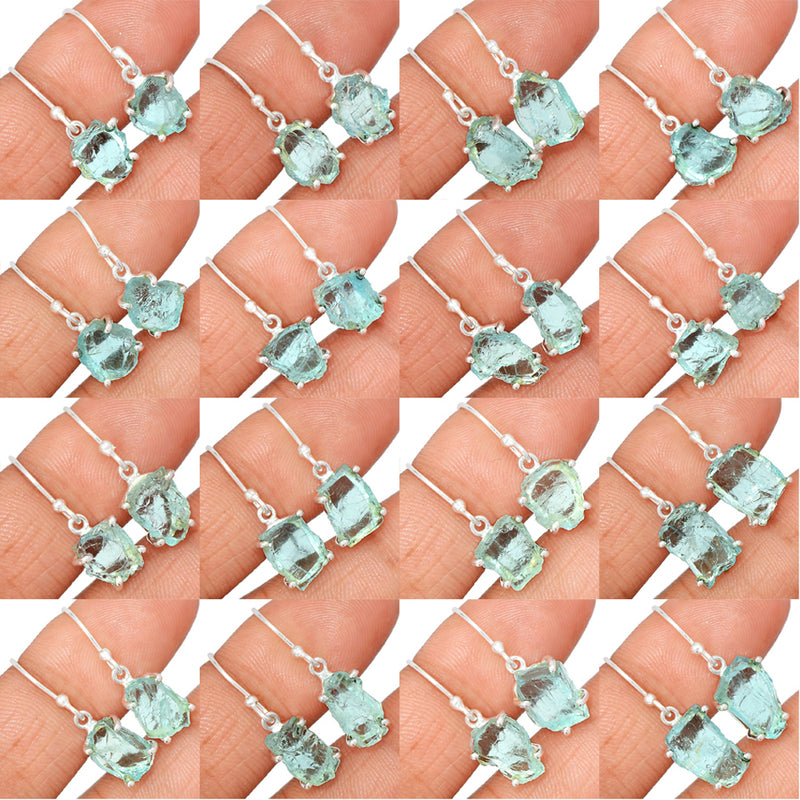 25 Pieces Mix Lot - Claw Setting - Aquamarine Rough Earrings - GAQRE5