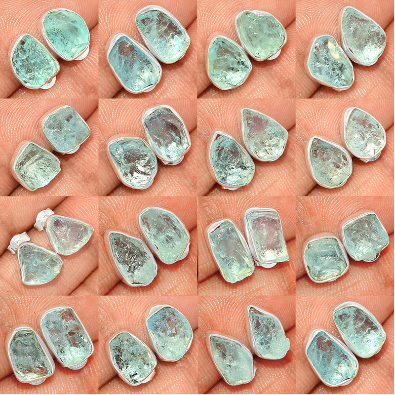 25 Pieces Mix Lot - Aquamarine Rough Studs - GAQRS2