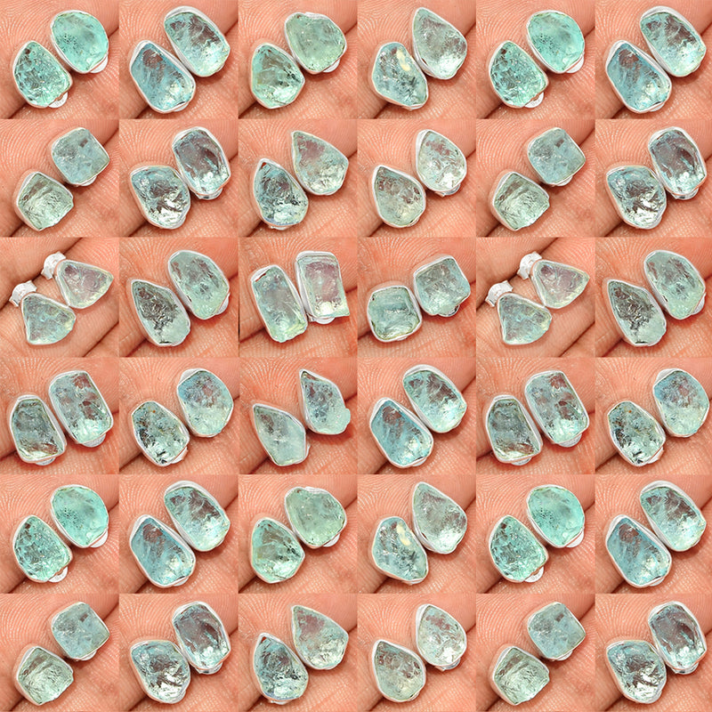 50 Pieces Mix Lot - Aquamarine Rough Studs - GAQRS3