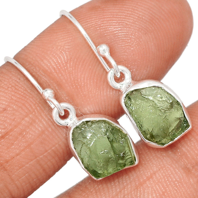 1.1" Green Apatite Rough Earrings - GATE79