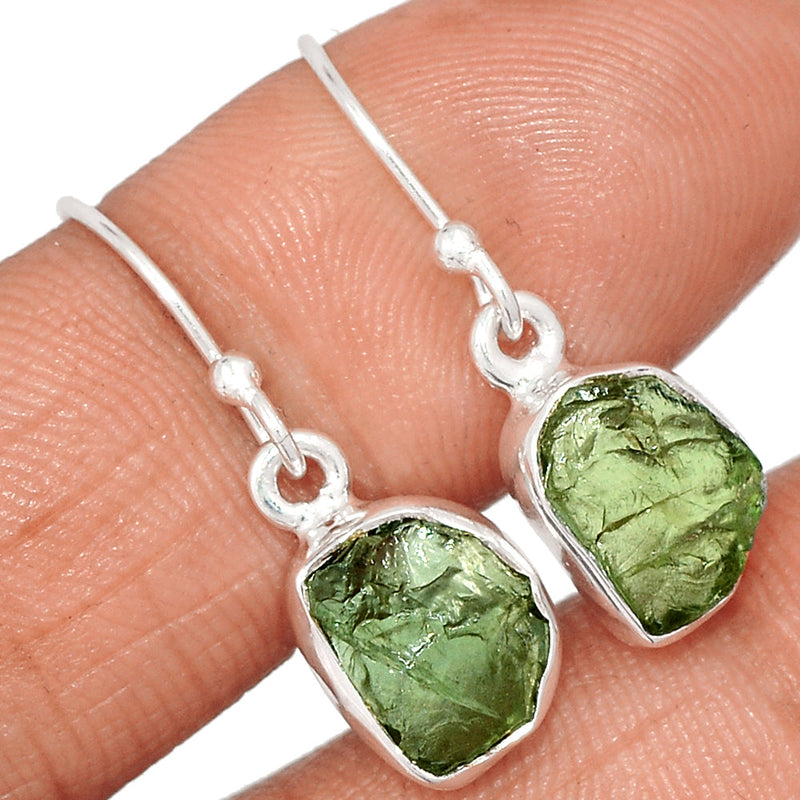 1.1" Green Apatite Rough Earrings - GATE82