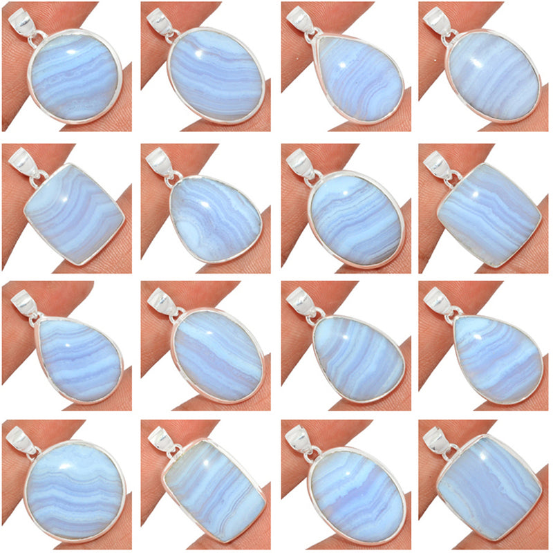 100 Grams Mix Lot - Blue Lace Agate Pendants - GBLAP4