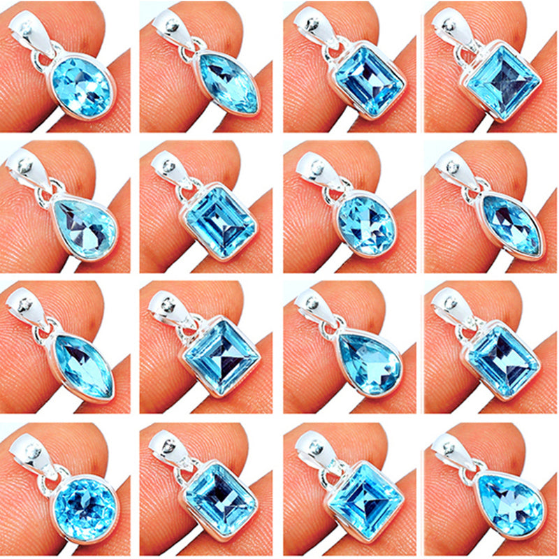 25 Pieces Mix Lot - Blue Topaz Pendants - GBLTP5