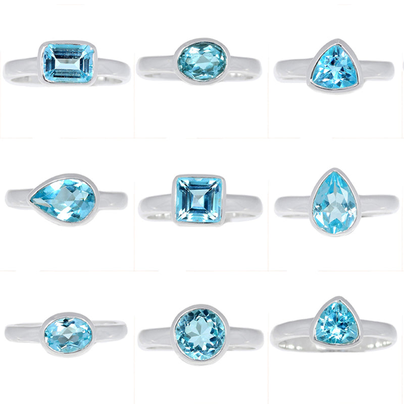 9 Pieces Mix Lot - Blue Topaz Rings - GBLTR1