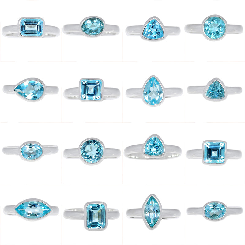 25 Pieces Mix Lot - Blue Topaz Rings - GBLTR2