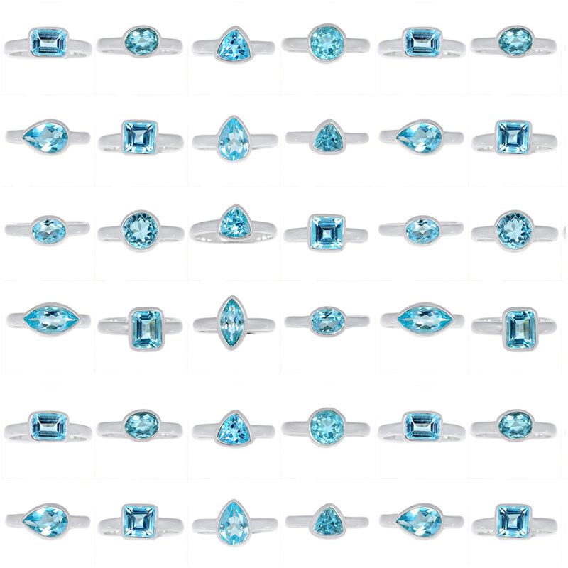 50 Pieces Mix Lot - Blue Topaz Rings - GBLTR3